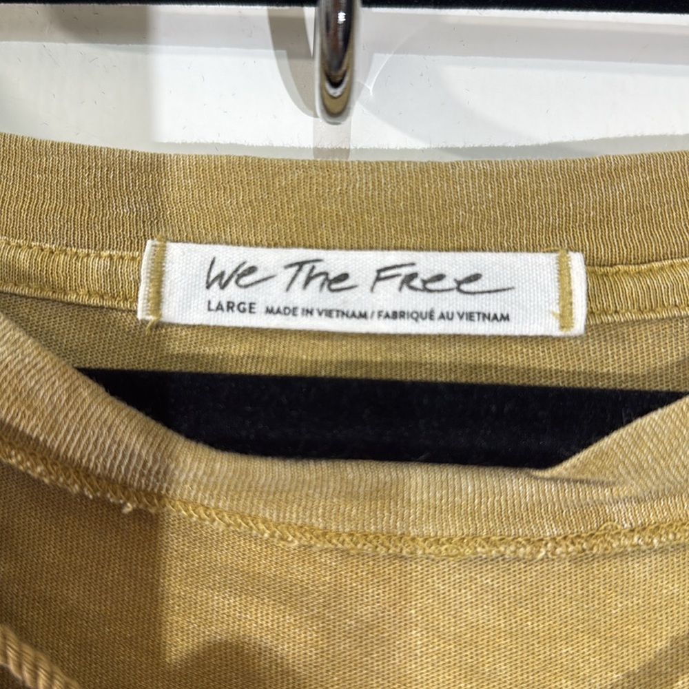 We The Free Boxy Olive Green Tie Front Oversized Side Slits T-Shirt Size Large - Picture 2 of 6